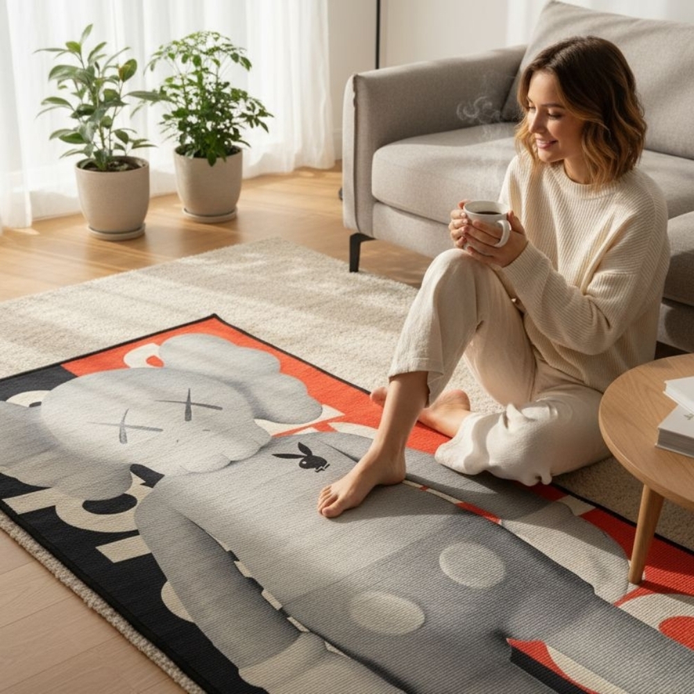 Kaws Supreme Playboy Custom Area Rug And Tapestry